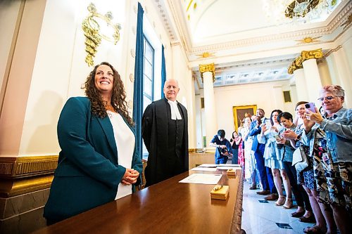 MIKAELA MACKENZIE / FREE PRESS

Carla Compton is sworn in as the new NDP MLA for Tuxedo at the Manitoba Legislative Building on Monday, July 8, 2024. 

For Carol story.

