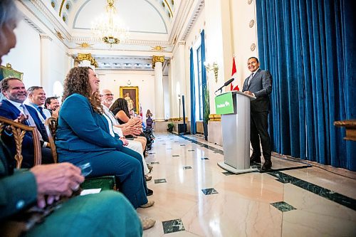 MIKAELA MACKENZIE / FREE PRESS

Premier Wab Kinew speaks at Carla Compton&#x573; swearing-in ceremony as the new NDP MLA for Tuxedo at the Manitoba Legislative Building on Monday, July 8, 2024. 

For Carol story.

