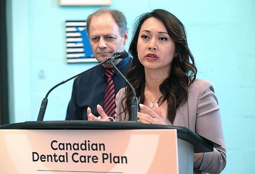 Ruth Bonneville / Free Press

local - federal dental care plan

The Honourable Rechie Valdez, Minister of Small Business, holds press conference with more information about the Federal dental plan for Canadians at Huddle NorWest Youth Hub Monday.  Kevin Lamoureux, Member of Parliament for Winnipeg North, joined her at the podium.

July 8th,  2024

