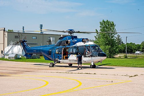 NIC ADAM / FREE PRESS
St. Andrews Airport is celebrating its 60th anniversary this month since it first opened.
A Custom Heli helicopter before taking off from St. Andrews Airport on Monday morning.
240708 - Monday, July 08, 2024.

Reporter: Matt Frank