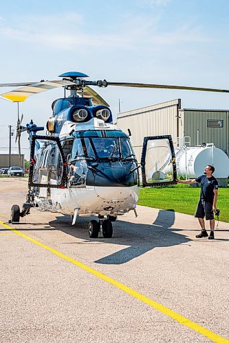 NIC ADAM / FREE PRESS
St. Andrews Airport is celebrating its 60th anniversary this month since it first opened.
A Custom Heli helicopter before taking off from St. Andrews Airport on Monday morning.
240708 - Monday, July 08, 2024.

Reporter: Matt Frank