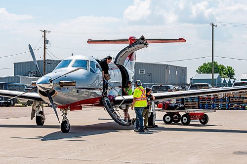 NIC ADAM / FREE PRESS
St. Andrews Airport is celebrating its 60th anniversary this month since it first opened.
A Northway Aviation flight disembarks at their terminal at St. Andrews Airport on Monday morning.
240708 - Monday, July 08, 2024.

Reporter: Matt Frank