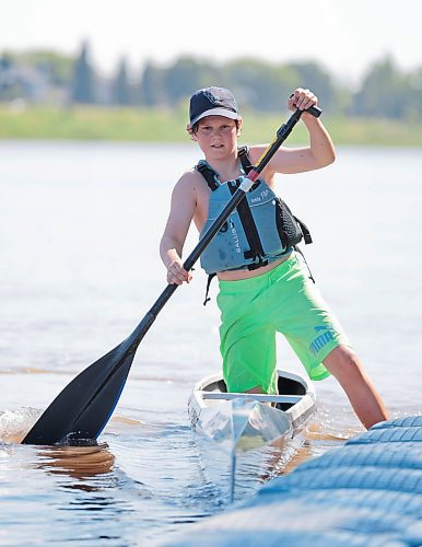 \Ruth Bonneville / Free Press

Standup -  Canoe and Kayak Club 

MB. Canoe and Kayak Club student, Luke Stow (12yrs, green shorts), finishes up a 2-hour, morning, training session. on the Red River Tuesday.  

Luke compete in the high-kneeling canoe category, and is part of a larger group of kids that train 7x per week at the club during the summer months located on the banks of the Red River on Churchill Drive.

July 9th,  2024

