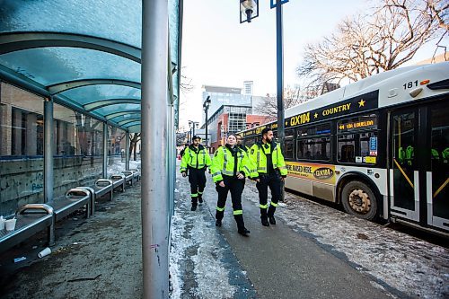 MIKAELA MACKENZIE / FREE PRESS

Transit safety officers walk down Graham Avenue on their first day on the job on Tuesday, Feb. 20, 2024. 

For Chris story.
