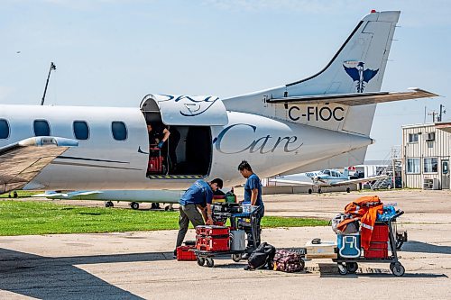 NIC ADAM / FREE PRESS
St. Andrews Airport is celebrating its 60th anniversary this month since it first opened.
A SkyCare Air Ambulance restocks after landing at St. Andrews Airport on Monday morning.
240708 - Monday, July 08, 2024.

Reporter: Matt Frank