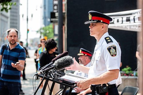 MIKAELA MACKENZIE / FREE PRESS

Superintendent Cam Mackid provides update on the Violent Crime Retail Theft Initiative to the media at Bijou Park on Wednesday, July 10, 2024. 

For Chris story.

