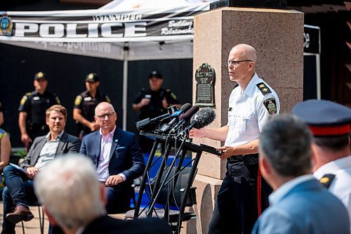 MIKAELA MACKENZIE / FREE PRESS

Superintendent Cam Mackid provides an update on the Violent Crime Retail Theft Initiative to the media at Bijou Park on Wednesday, July 10, 2024. 

For Chris story.

