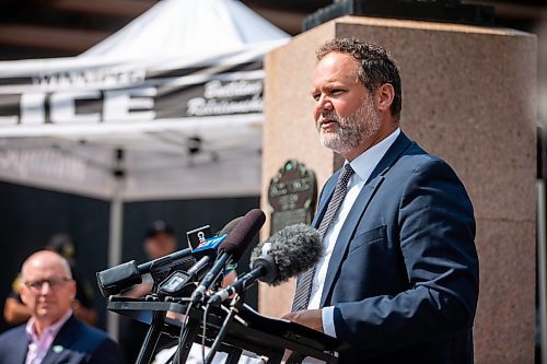 MIKAELA MACKENZIE / FREE PRESS

Justice minister Matt Wiebe provides an update on the Violent Crime Retail Theft Initiative to the media at Bijou Park on Wednesday, July 10, 2024. 

For Chris story.

