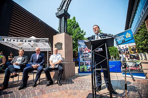 MIKAELA MACKENZIE / FREE PRESS

Justice minister Matt Wiebe provides an update on the Violent Crime Retail Theft Initiative to the media at Bijou Park on Wednesday, July 10, 2024. 

For Chris story.

