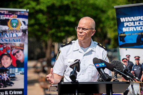 MIKAELA MACKENZIE / FREE PRESS

Superintendent Cam Mackid provides an update on the Violent Crime Retail Theft Initiative to the media at Bijou Park on Wednesday, July 10, 2024. 

For Chris story.

