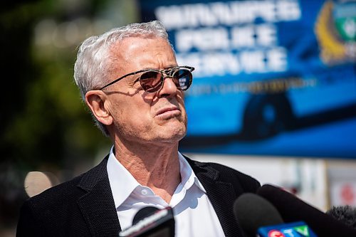 MIKAELA MACKENZIE / FREE PRESS

Brian Scharfstein, owner of Canadian Footwear, speaks at a media update on the Violent Crime Retail Theft Initiative at Bijou Park on Wednesday, July 10, 2024. 

For Chris story.

