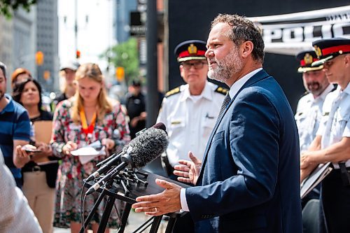 MIKAELA MACKENZIE / FREE PRESS

Justice minister Matt Wiebe provides an update on the Violent Crime Retail Theft Initiative to the media at Bijou Park on Wednesday, July 10, 2024. 

For Chris story.

