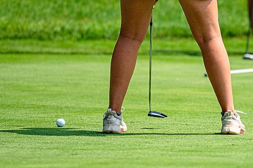 NIC ADAM / FREE PRESS
Addison Kartusch, from St. Charles Country Club, plays in The Manitoba Golf Junior Girls championship at Niakawa country club Wednesday afternoon.
240710 - Wednesday, July 10, 2024.

Reporter: Zoe Pierce