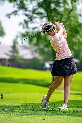 NIC ADAM / FREE PRESS
Addison Kartusch, from St. Charles Country Club, plays in The Manitoba Golf Junior Girls championship at Niakawa country club Wednesday afternoon.
240710 - Wednesday, July 10, 2024.

Reporter: Zoe Pierce