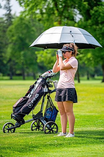 NIC ADAM / FREE PRESS
Addison Kartusch, from St. Charles Country Club, plays in The Manitoba Golf Junior Girls championship at Niakawa country club Wednesday afternoon.
240710 - Wednesday, July 10, 2024.

Reporter: Zoe Pierce