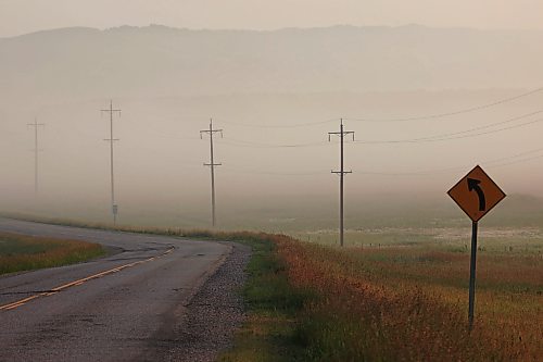 10072024
Fog blankets the meadows bordering Highway 250 north of Alexander in the Assiniboine River valley at sunrise on Wednesday.
(Tim Smith/The Brandon Sun)