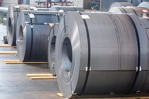 BROOK JONES / FREE PRESS
Galvanized steel coils sit in the warehouse at Imperial Steel at 901 Century St., in Winnipeg, Man., Thursday, July 11, 2024.