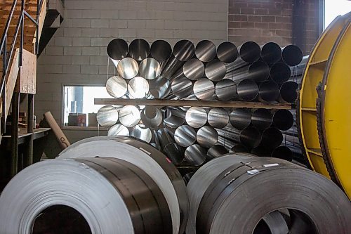 BROOK JONES / FREE PRESS
Galvanized steel tubing and galvanized steel coils sit in the warehouse at Imperial Steel at 901 Century St., in Winnipeg, Man., Thursday, July 11, 2024.