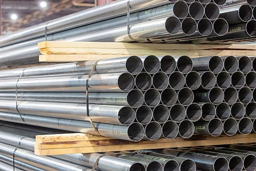 BROOK JONES / FREE PRESS
Galvanized steel tubing sit in the warehouse at Imperial Steel at 901 Century St., in Winnipeg, Man., Thursday, July 11, 2024.