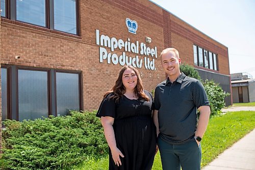 BROOK JONES / FREE PRESS
Kayla Bobrowski (left) and her brother Dylan are pictured outside Imperial Steel which opened in 1971 at 901 Century St., in Winnipeg, Man., Thursday, July 11, 2024. The brother-sister duo are junior executives and the fourth generation at Imperial Steel.