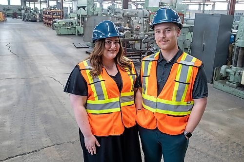 BROOK JONES / FREE PRESS
Kayla Bobrowski (left) and her brother Dylan are pictured in the production area at Imperial Steel which opened in 1971 at 901 Century St., in Winnipeg, Man., Thursday, July 11, 2024. The brother-sister duo are junior executives and the fourth generation at Imperial Steel.