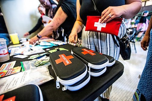 MIKAELA MACKENZIE / FREE PRESS

Naloxone kits and other harm reduction supplies at a safer consumption site announcement at the Aboriginal Health &amp; Wellness Centre on Friday, July 12, 2024. 

For Malak story.

