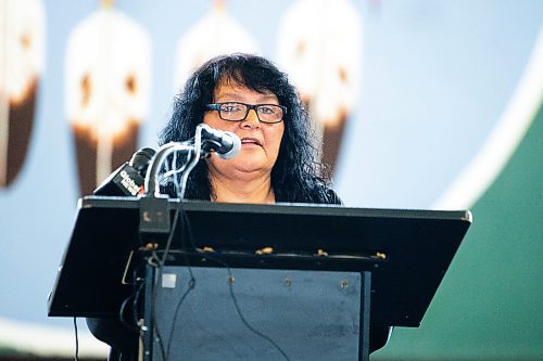 MIKAELA MACKENZIE / FREE PRESS

Aboriginal Health &amp; Wellness Centre&#x573; executive director Della Herrera speaks at a safer consumption site announcement at the Aboriginal Health &amp; Wellness Centre on Friday, July 12, 2024. 

For Malak story.

