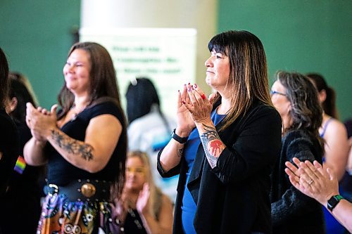 MIKAELA MACKENZIE / FREE PRESS

Minister of housing, addictions, and homelessness Bernadette Smith listens to other speakers at a safer consumption site announcement at the Aboriginal Health &amp; Wellness Centre on Friday, July 12, 2024. 

For Malak story.

