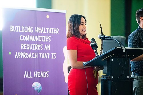 MIKAELA MACKENZIE / FREE PRESS

Peer Cody Guimond speaks at a safer consumption site announcement at the Aboriginal Health & Wellness Centre on Friday, July 12, 2024. 

For Malak story.

