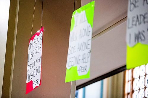 MIKAELA MACKENZIE / FREE PRESS

Signs at a safer consumption site announcement at the Aboriginal Health &amp; Wellness Centre on Friday, July 12, 2024. 

For Malak story.

