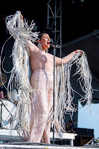 NIC ADAM / FREE PRESS
Juno Award winning artist, Elisapie, performs at the Main Stage of the Winnipeg Folk Festival Friday afternoon.
240712 - Friday, July 12, 2024.

Reporter: ?