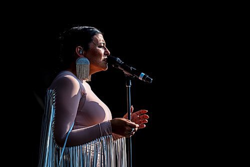 NIC ADAM / FREE PRESS
Juno Award winning artist, Elisapie, performs at the Main Stage of the Winnipeg Folk Festival Friday afternoon.
240712 - Friday, July 12, 2024.

Reporter: ?