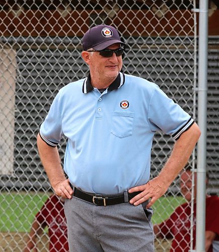 Softball umpire Bruce Luebke is shown during the inaugural 50-plus Softball Manitoba masters championship in Onanole on Sunday afternoon. (Perry Bergson/The Brandon Sun)
July 14, 2024