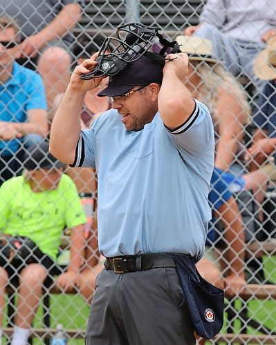 Softball umpire Brad DeGraeve is shown during the inaugural 50-plus Softball Manitoba masters championship in Onanole on Sunday afternoon. (Perry Bergson/The Brandon Sun)
July 14, 2024