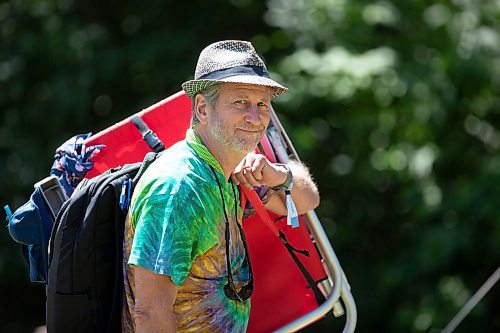 BROOK JONES / FREE PRESS
Folk Fest goer Ron Tough, 60, who is from Winnipeg, Man., is all smiles as he arrives at the 49th Winnipeg Folk Festival at Birds Hill Provincial Park in Man., Sunday, July 14, 2024.