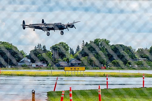 NIC ADAM / FREE PRESS
One of Two remaining Avro Lancasters lands at the Royal Aviation Museum of Western Canada on Tuesday afternoon.
240716 - Tuesday, July 16, 2024.

Reporter: Nicole