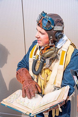 NIC ADAM / FREE PRESS
Aviation collector/enthusiast Matt Heintz wearing an original Avro Lancaster navigator uniform he pieced together. He spent between $8-10k on eBay and other auction sites to achieve this look.
240716 - Tuesday, July 16, 2024.

Reporter: Nicole