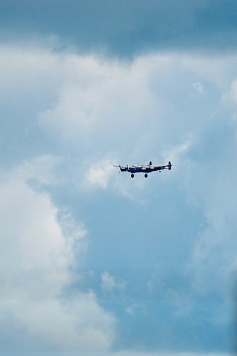 NIC ADAM / FREE PRESS
One of Two remaining Avro Lancasters flies above the Royal Aviation Museum of Western Canada on Tuesday afternoon.
240716 - Tuesday, July 16, 2024.

Reporter: Nicole