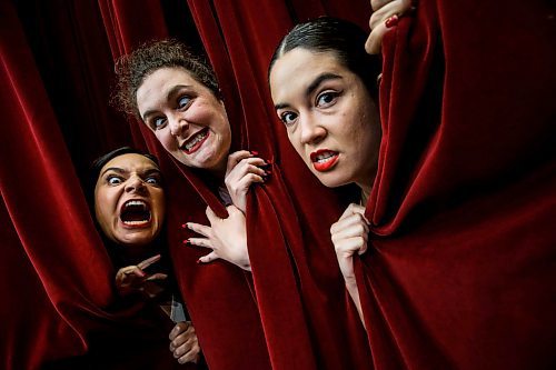 JOHN WOODS / FREE PRESS
Katie-Rose Connors, from left, Isabella Ciccone, and Paulina Pinorubio, Fringe performers in Cabaret of Murder, are photographed at CCFM Tuesday, July 16, 2024. 

Reporter: randle