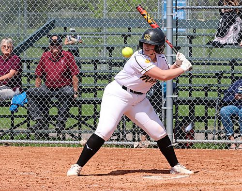 Nevaeh Stinson of Minnedosa is one of the three catchers on the U19 Westman Magic and swings a big bat for the team. (Perry Bergson/The Brandon Sun)
July 19, 2024