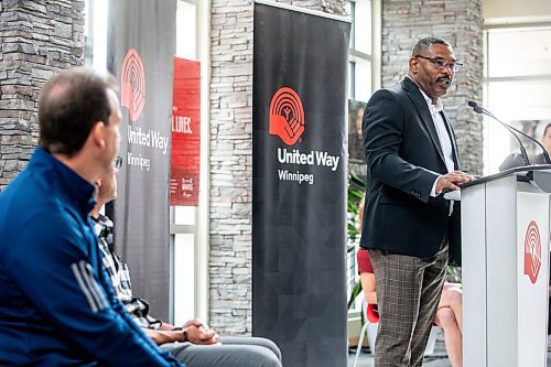 MIKAELA MACKENZIE / FREE PRESS

United Way Winnipeg president and CEO Michael Richardson speaks at a press conference announcing $100,000 raised at Whiteout Parties going to community organizations on Wednesday, July 17, 2024.

For sports story.

