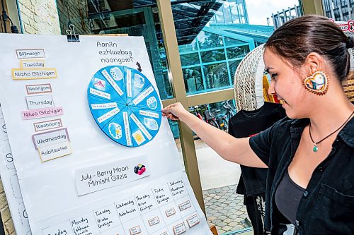 NIC ADAM / FREE PRESS
Indigenous languages programs coordinator, Shyla Niemi, pictured in her teaching area inside the Forks&#x2019; Bike Check.
240717 - Wednesday, July 17, 2024.

Reporter: Jura