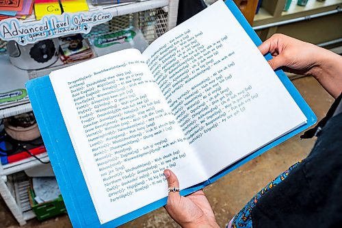 NIC ADAM / FREE PRESS
Indigenous languages programs coordinator, Shyla Niemi, pictured in her teaching area inside the Forks&#x2019; Bike Check.
240717 - Wednesday, July 17, 2024.

Reporter: Jura