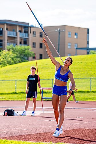 NIC ADAM / FREE PRESS
Madisson Lawrence pictured practicing javelin throw at the University of Manitoba track stadium Wednesday afternoon.
240717 - Wednesday, July 17, 2024.

Reporter:
