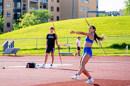 NIC ADAM / FREE PRESS
Madisson Lawrence pictured practicing javelin throw at the University of Manitoba track stadium Wednesday afternoon.
240717 - Wednesday, July 17, 2024.

Reporter:
