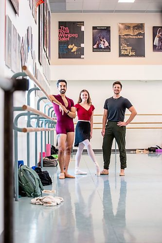 MIKAELA MACKENZIE / FREE PRESS

Royal Winnipeg Ballet dancers Stephan Azulay (left), Amanda Solheim, and Josh Hidson, who have all recieved promotions within the company, on Wednesday, July 17, 2024.

For Jen story.