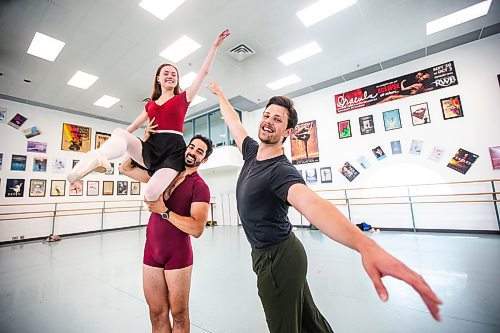 MIKAELA MACKENZIE / FREE PRESS

Royal Winnipeg Ballet dancers Stephan Azulay (left), Amanda Solheim (top), and Josh Hidson, who have all recieved promotions within the company, on Wednesday, July 17, 2024.

For Jen story.