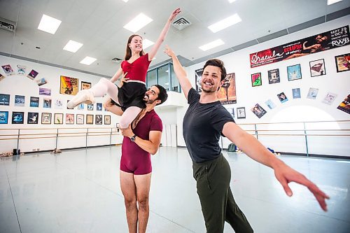 MIKAELA MACKENZIE / FREE PRESS

Royal Winnipeg Ballet dancers Stephan Azulay (left), Amanda Solheim (top), and Josh Hidson, who have all recieved promotions within the company, on Wednesday, July 17, 2024.

For Jen story.