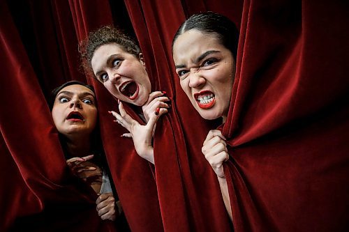 JOHN WOODS / FREE PRESS
Katie-Rose Connors, from left, Isabella Ciccone, and Paulina Pinorubio, Fringe performers in Cabaret of Murder, are photographed at CCFM Tuesday, July 16, 2024. 

Reporter: randle