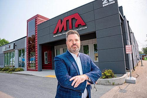 NIC ADAM / FREE PRESS
Aaron Dolyniuk, executive director of the Manitoba Trucking Association or MTA, pictured outside the MTAs building Friday morning. The MTA is speaking out against &#x201c;Driver Inc.,&#x201d; a trucking industry scheme where companies misclassify employees to avoid paying taxes and other labour deductions.
240719 - Friday, July 19, 2024.

Reporter: Gabby